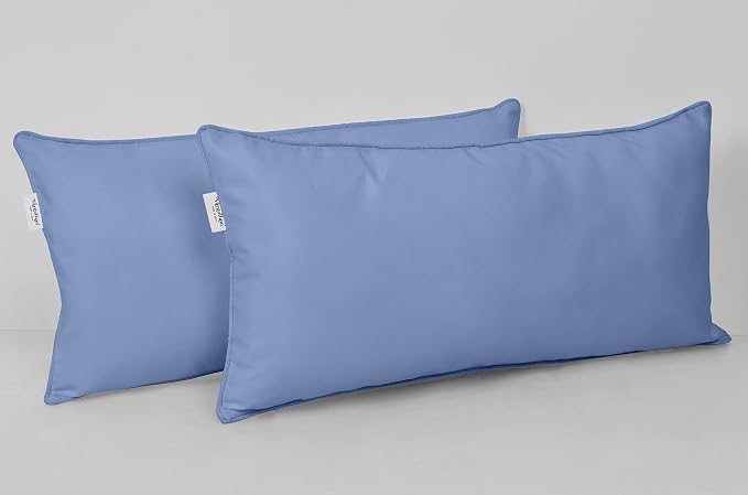 Indoor/Outdoor Polyester Fabric Lumbar Pillow Cover, All-Weather Waterproof Rectangular Cushion Case for Patio Furniture, 12 x 24 Set of 2 -Purple