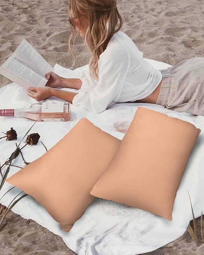 Outdoor Waterproof Throw Pillow Covers Set of 2 Peach Fuzz Pink Lumbar Pillowcases 20x12 Inches Solid Color Patio Decorative Pillows Cushion Case Patio Pillows for Couch Bed Chair Garden