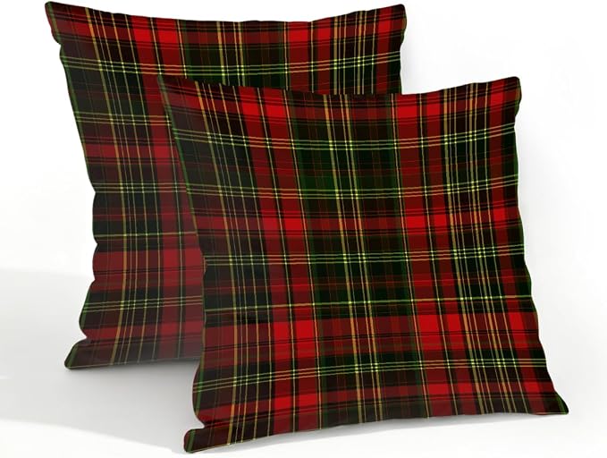 20x20 Inch Outdoor Pillow Covers Set of 2 Waterproof Throw Pillow Covers Decorative Couch Cushion Covers Buffalo Check Plaid Square Pillowcases Protectors for Patio Garden Sofa