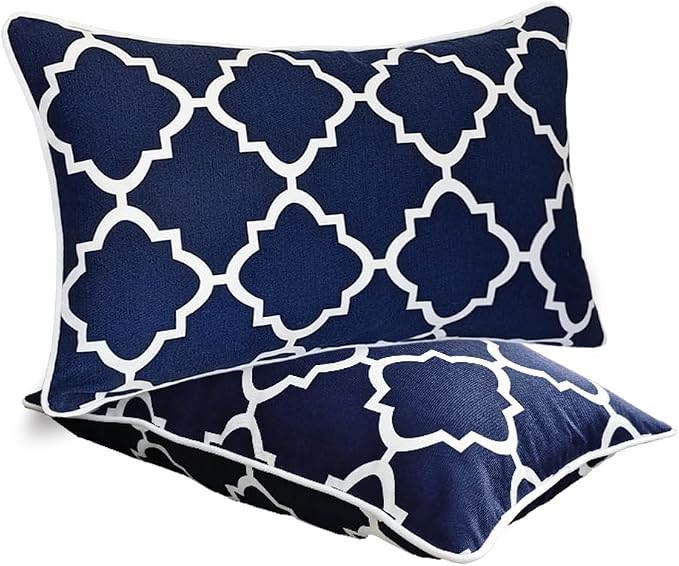 JMGBird Navy Blue Throw Pillows Waterproof Outdoor Pillows for Patio Furniture