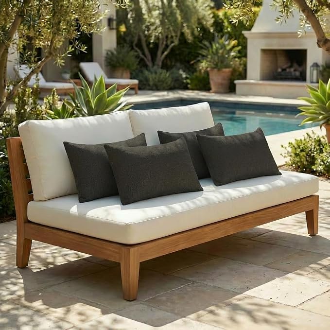 RSH DECOR: Sunbrella Lumbar Throw Pillows Set of 4 | 20" x 12" | Water and Fade-Resistant Performance Fabric | Outdoor Pillow Covers with Down-Alternative Inserts | Made in USA (Fife Slate)