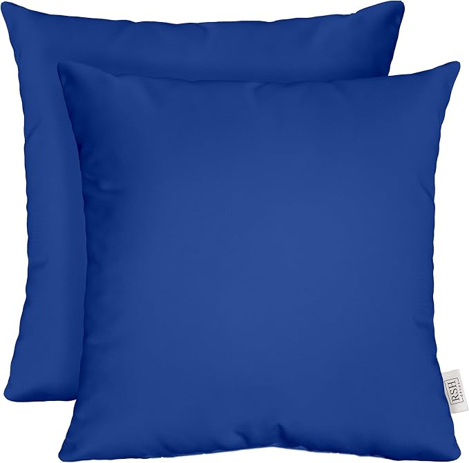 RSH DECOR Square Throw Pillows Set of 2, 20" x 20", Outdoor Pillows Waterproof, Patio Furniture Pillow, Decorative Outdoor Throw Pillow, Spun Polyester, Veranda Blue, Made in USA