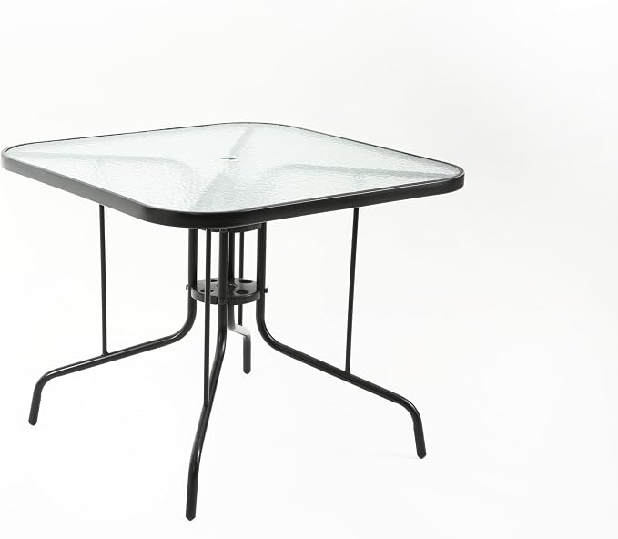 Square Patio Dining Table, 4-Person, Black