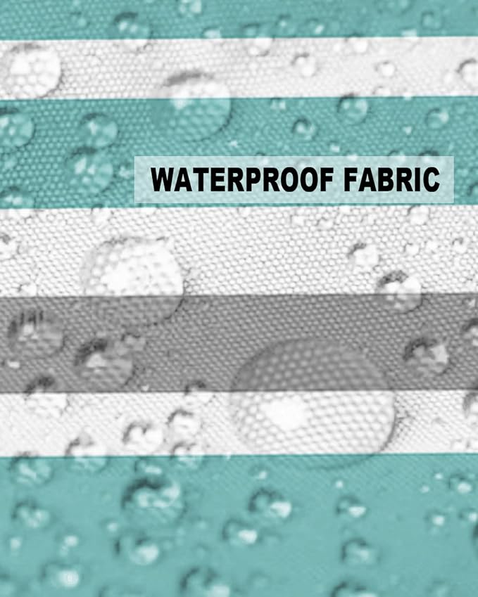Outdoor Waterproof Throw Pillow Covers Set of 2 Grey Teal Stripes Decorative Outdoor Pillows Cushion Case 16x16 Inch Classic Striped Patio Pillows for Couch Sofa Bed Garden Office Home Decor