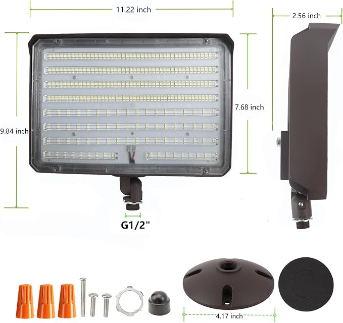 Dusk to Dawn 150W Outdoor LED Flood Light with 1/2" Knuckle Mount (Plate Included), 5000K 21000LM 100-277V, ETL Waterproof LED Security Flood Lighting for Sign/Flagpole/Tree/Yards/Advertising Boards