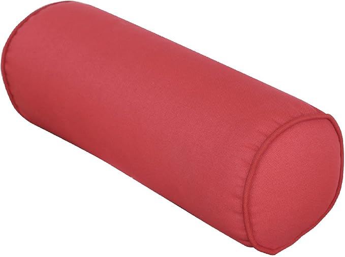 Indoor/Outdoor Bolster Pillows, Bright Red, 16x6 inches | Solid Round Lumbar Cylinder, Set of 2, For Outdoor Furnitures