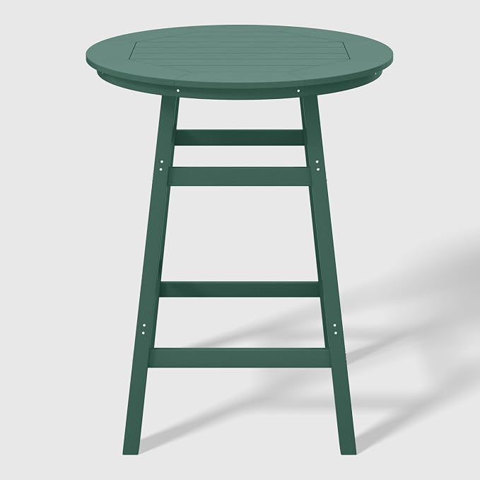 WestinTrends Malibu Outdoor 35" HDPE Round Patio Bar Height Table, Dark Green