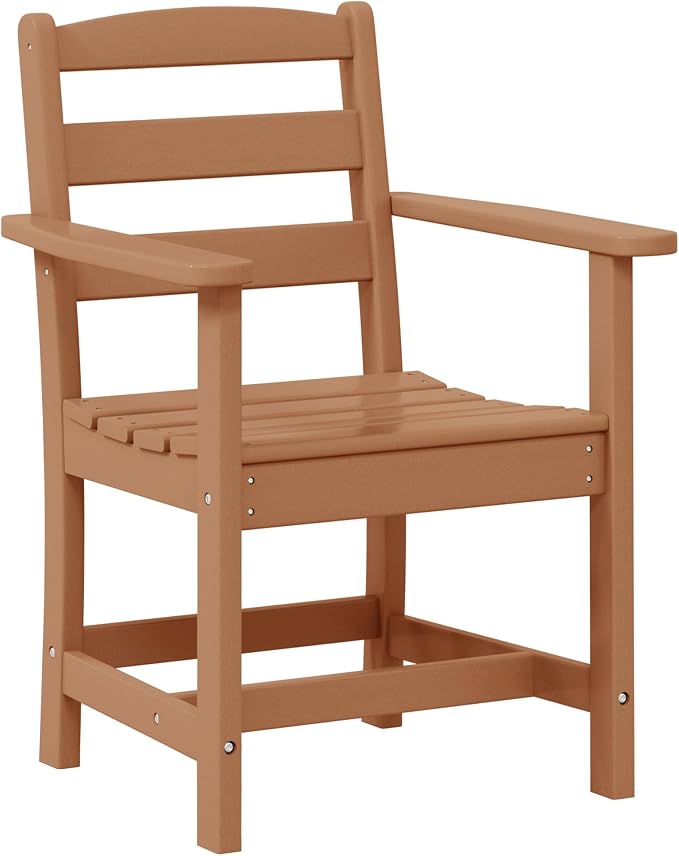 WestinTrends Ashore Outdoor HDPE Patio Classic Dining Arm Chair, Teak