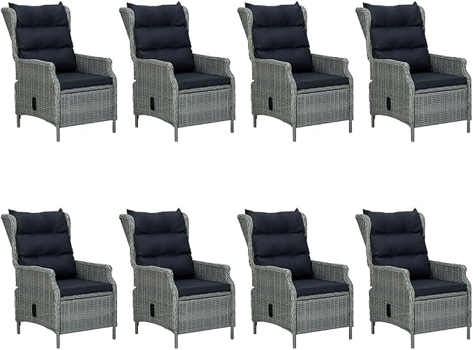 Patio Set,Backyard Furniture,deep Seating Outdoor Furniture,9 Piece Patio Dining Set with Cushions Poly Rattan Light Grayoutdoor Furniture Ottoman,Patio Chairs with Ottomans,
