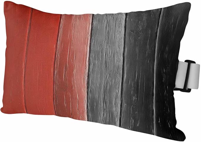 Red Black Ombre Outdoor Pillows for Chaise Lounge Chair Waterproof Lumbar Pillows with Insert&Strap Beach Headrest Pillow Vintage Farmhouse Wooden Recliner Neck Pillow for Patio Pool 12"x20"