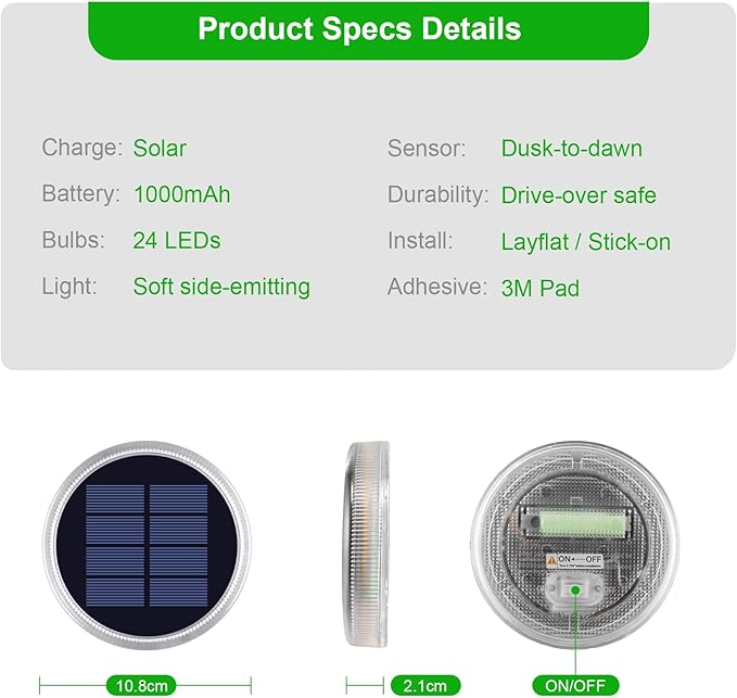 YiLaie Blue Solar Dock Lights Outdoor Waterproof Stick on Boat Deck Step Driveway Lights Solar Powered for Outside Warning Garden Patio Front Stairs Concrete Pathway Walkway (4 Pack)