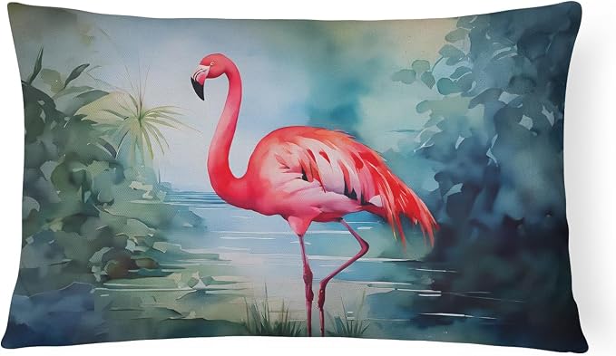 Caroline's Treasures DAC2861PW1216 Flamingo Throw Pillow Machine Washable, Indoor Outdoor Decorative Pillow for Couch, Bed or Patio, 12HX16W