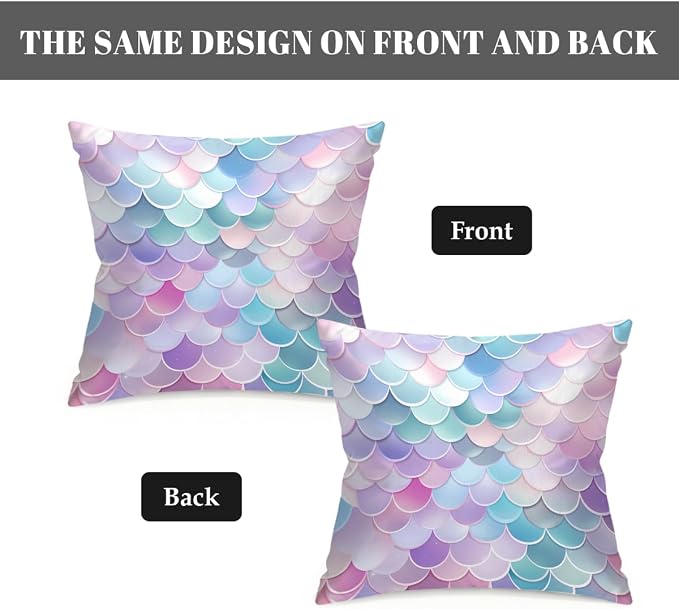 Waterproof Outdoor Pillow Covers Patio Throw Pillow Cases 18x18 Scales | Decorative Throw Pillows Patio Cushion Covers Set of 2, Outdoor Pillow Inserts Cover for Couch Chair