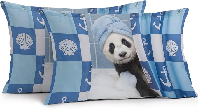 Bathing Panda Waterproof Outdoor Pillow Covers Set of 2 Home Decor, Funny Animal Showering Lumbar Pillowcase Patio Pillow Covers for Couch Bench Patio Furniture Garden 20x12in