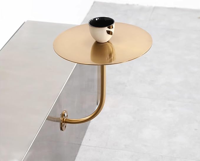 Round Bistro Pub Table - L-Sd Bar Table - Silver Stainless Steel Cocktail Table, Wall Mount Design for Indoor/Outdoor Dining, Compact 35x35x45cm