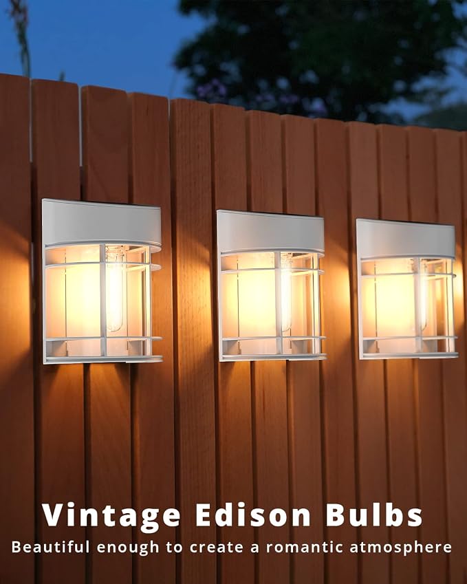 Solar Fence Lights, 8 Pack Deck Light Solar Powered, Waterproof Solar Outdoor Lights Decorative for Garden Backyard Fence Post Patio, White | Fence Lights Solar Powered Solar Lights For Garden Backyard Fence Decor