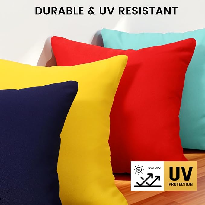 Premillow Outdoor Pillow Covers, Waterproof Pillow Covers, 18x18, Set of 2 | Decorative Waterproof Pillow Covers, Solid Linen Pillowcase,Summer Farmhouse Cushion Case for Patio Garden Balcony Couch Sofa