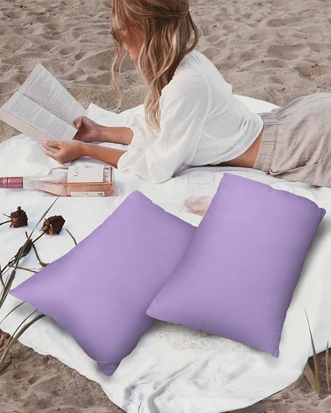 Outdoor Waterproof Throw Pillow Covers Set of 2 Lavender Purple Lumbar Pillowcases 20x12 Inches Simple Style Patio Decorative Pillows Cushion Case Patio Pillows for Couch Bed Chair Garden