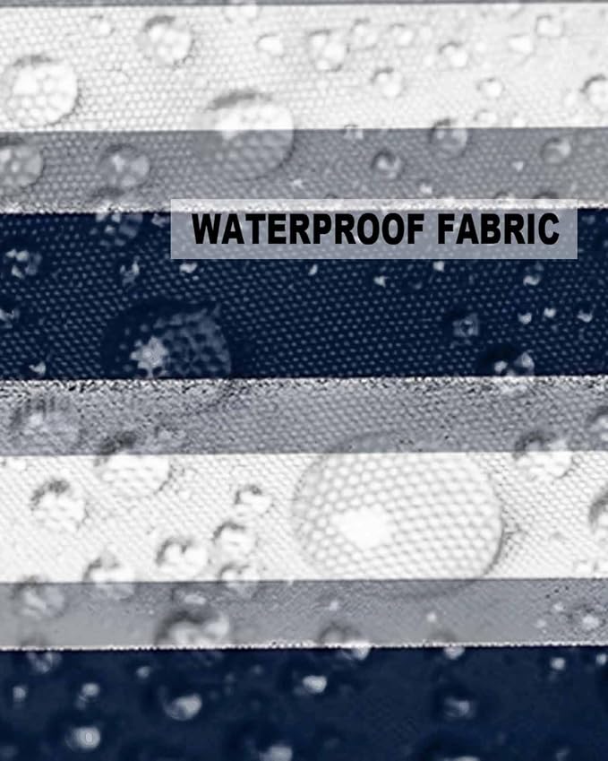 Pack of 2 Blue Grey White Stripes Outdoor Pillow Waterproof Covers 24x24 inch, Classic Geometric Polyester Throw Pillow Covers Garden Cushion Decorative Case for Patio Couch Decoration