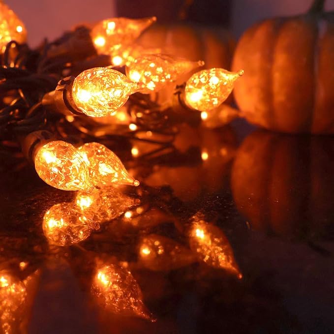 Orange Halloween String Lights 19ft, 70 LEDs C5 Christmas Lights for Indoor and Outdoor Use, ETL Certified Perfect for Halloween, Thanksgiving, and Christmas Decor