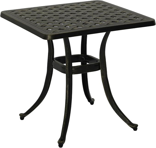 Clihome 21" Patio Table Outdoor Bistro Table Cast Aluminum Patio Dining Table Patio Tables for Outside Table for Garden, Backyard, and Porch