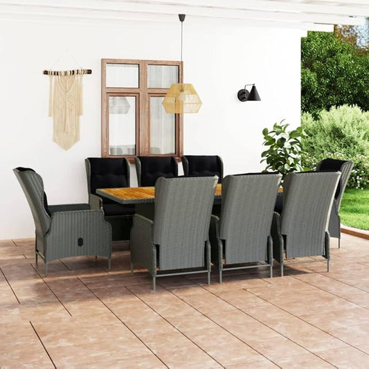 Patio Set,Backyard Furniture,deep Seating Outdoor Furniture,9 Piece Patio Dining Set with Cushions Poly Rattan Light Grayoutdoor Furniture Ottoman,Patio Chairs with Ottomans,