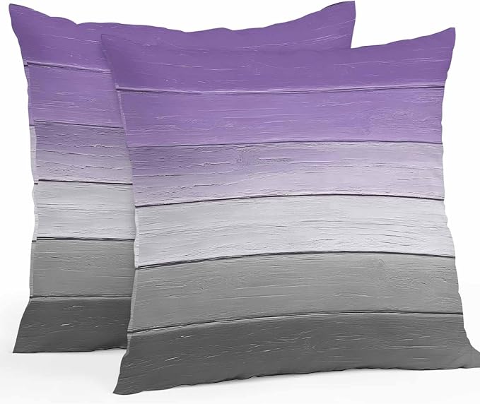Purple Gray Outdoor Pillow Covers 26x26 Inch Throw Pillow Covers Set of 2 Waterproof Decorative Pillow Cases Vintage Rustic Abstract Striped Wooden Grain Cushion Covers for Patio Furniture Garden