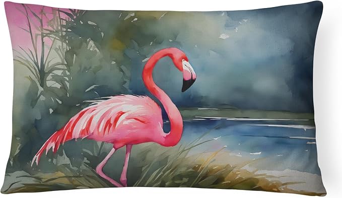 Caroline's Treasures DAC2863PW1216 Flamingo Throw Pillow Machine Washable, Indoor Outdoor Decorative Pillow for Couch, Bed or Patio, 12HX16W