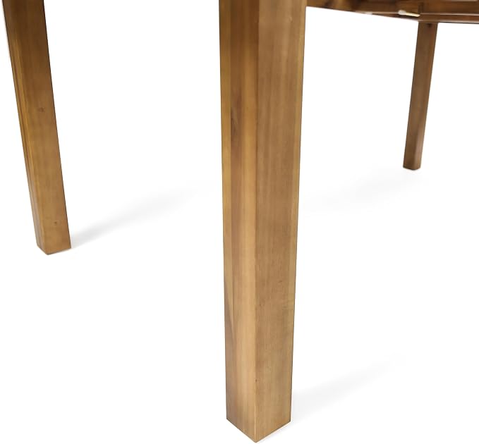 Christopher Knight Home Unta Acacia Wood Outdoor Dining Set for 6, Slatted Design Patio Dining Table Set for 6, Extendable Dining Table for Outdoor Gathering, Dining Chairs with Cushions, Teak