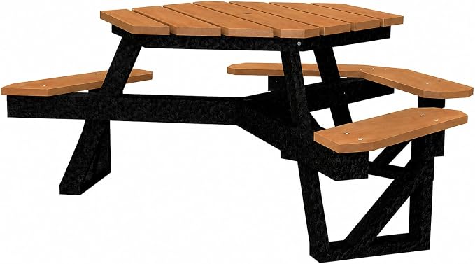 Frog Furnishings Hex Table Bench, Portable Outdoor, for All Weather, Backyard, Dining Party, Patio, Also for School, College, Park, Playground, Swimming Pool