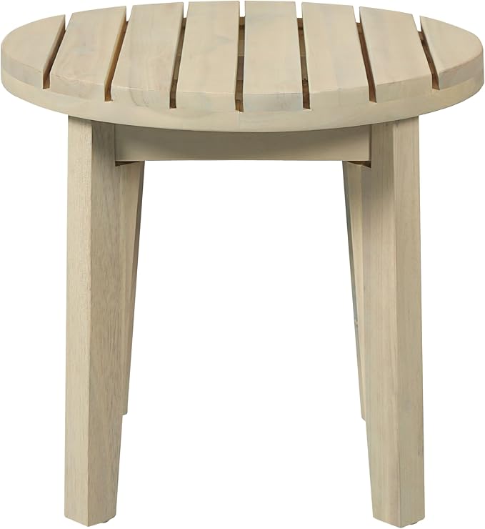 Christopher Knight Home Parker Acacia Wood Outdoor Coffee Table, Small Side Table for Patio Furniture Set, Solid Wood Round End Table for Patio/Deck/Garden, Light White