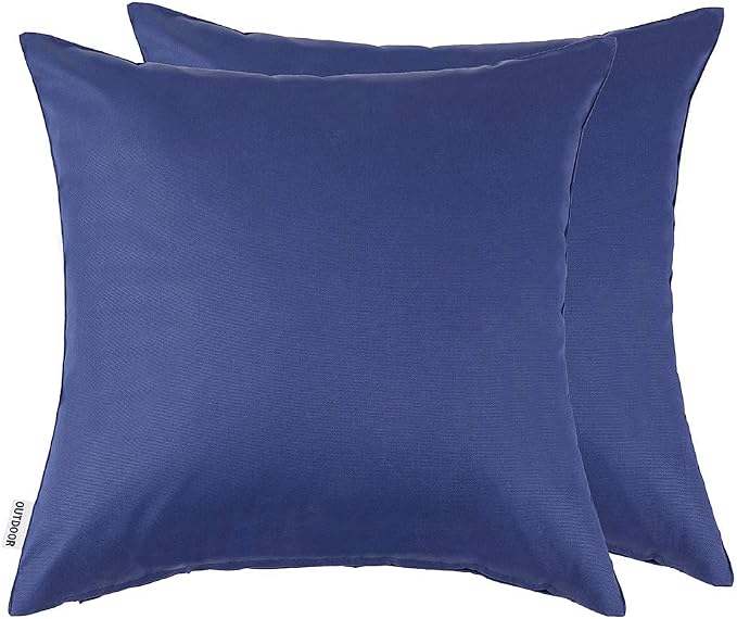 MIULEE Decorative Outdoor Waterproof Pillow Covers 22x22 Navy Blue | Decorative Patio Furniture,Pack of 2,Accent Square Euro Soild Throw Pillow Covers,Summer Garden Tent Couch Sofa