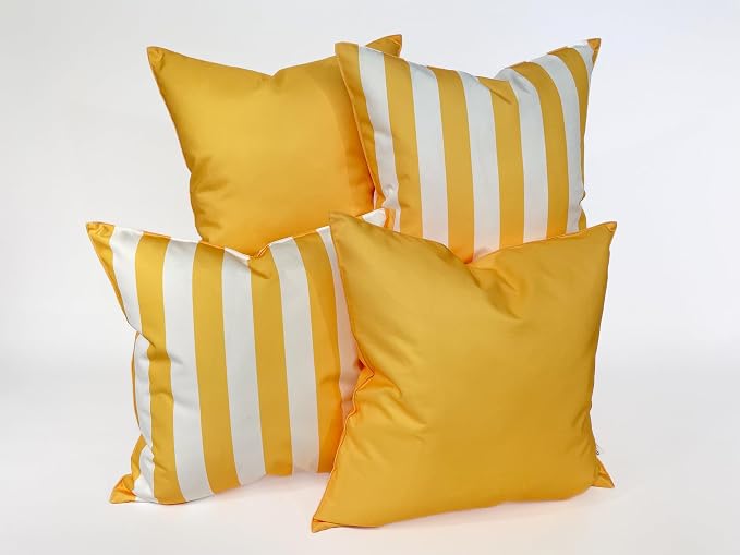 Pack of 2 Outdoor 20''x20'' Waterproof Yellow Throw Pillow Covers Decorative Square Patio Pillows for Patio Furniture (Samoan Sun)