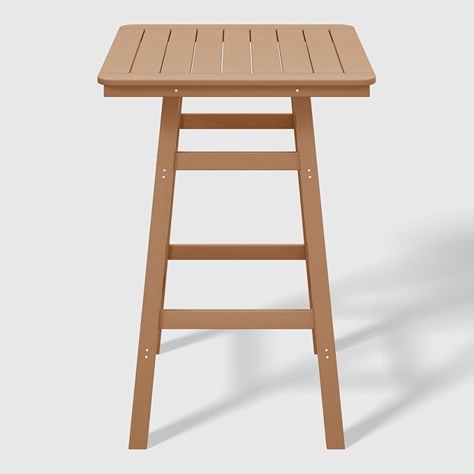 WestinTrends Malibu Square Outdoor Patio Bistro Bar Table with Umbrella Hole 42" Tall, Teak