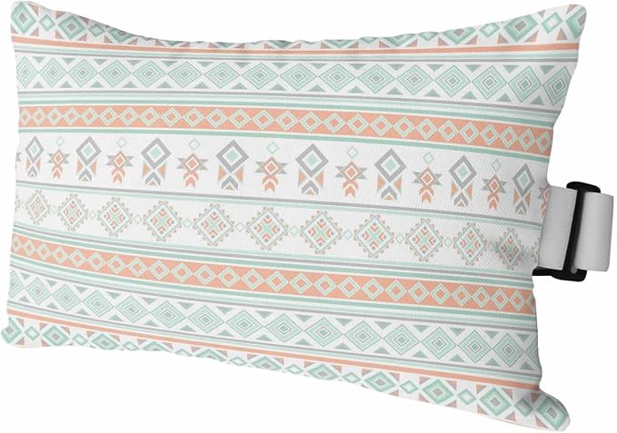 Outdoor Lumbar Pillow Set of 1, Light Green Boho Striped Waterproof Beach Headrest Pillow with Inserts, Southwestern Ethnic Tribe Vintage Recliner Throw Pillows for Patio Furniture, 11 x 16