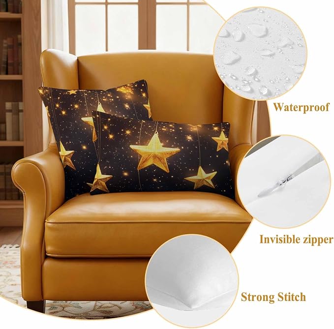Gorgeous Star Outdoor Waterproof Throw Pillow Covers Set of 2, 18"x18", Starry Sky Dream Fantasy Decorative Pillow Covers Outside Cushion Case for Patio Porch Garden