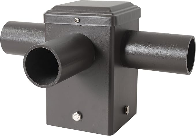 90 Degree Square Horizontal Tenon Adaptor with 3 Arms, Dark Bronze Heavy Duty Steel 4" Square Pole to Tenon, Top Tenon for 2 3/8" Slip Fitter Mount Led Shoebox Light 3 Fixture