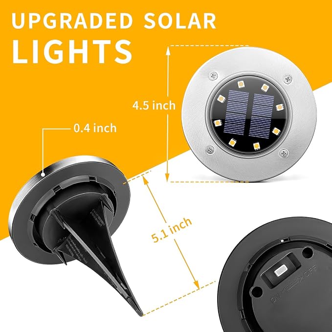 SOLPEX Solar Lights Outdoor Waterproof, 8 Pack Solar Ground Lights, Solar Garden Lights Landscape Lighting for Pathway Driveway Patio Backyard Walkway (Warm White) | IP65 Waterproof Stainless Steel Landscape Lighting for Driveway, Pathway, Garden, Pati...