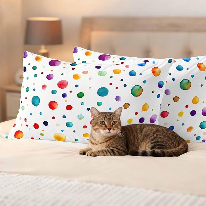 Color Polka Dot Outdoor Pillow Covers Set of 2 Abstract Watercolor Bubbles Modern Waterproof Throw Pillow Cover Decorative Cushion Cases for Patio Porch Garden 20X12 Inch