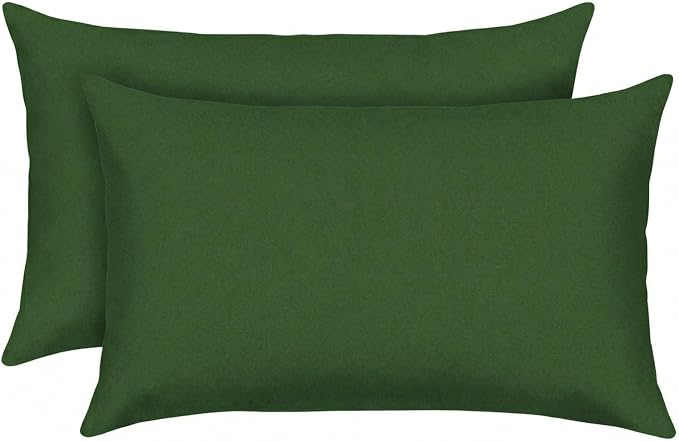 RSH DECOR: Designer Select Outdura Jumbo Lumbar Pillows Set of 2 | 26" x 16" | Water and Fade-Resistant Performance Fabric | Indoor Outdoor Accent Pillows | Made in USA (Clover Green)