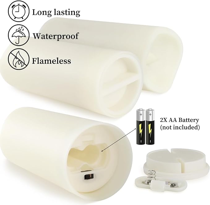 YOROXRG Set of 96 Waterproof Outdoor Flameless Candles, LED Candles with 4 Remote and Timer,(H 4" 5" 6" x D 2.2"),for Halloween Wedding Festival