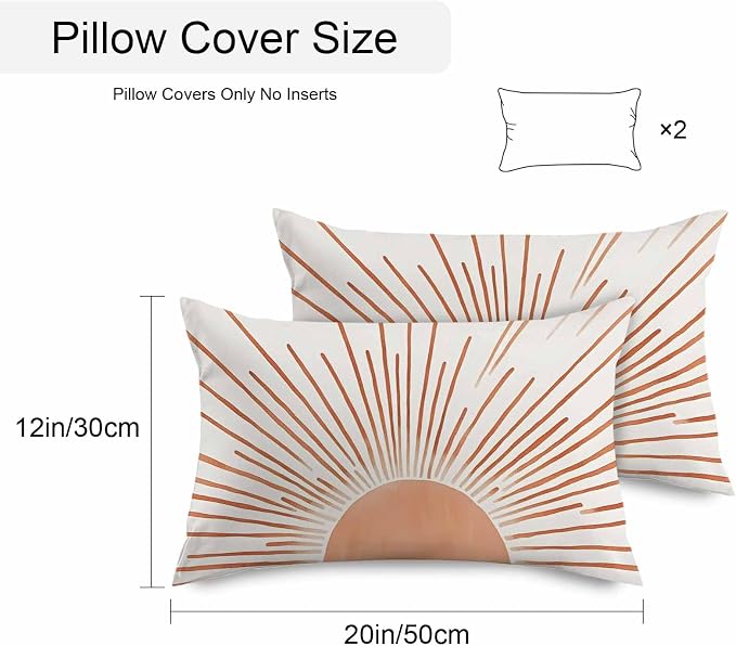Mid Century Terracotta Sun Lines Outdoor Pillow Covers Set of 2,Decorative Waterproof Throw Pillow Case, Modern Minimal Art Cotton Linen Soft Cozy Cushion Pillowcases