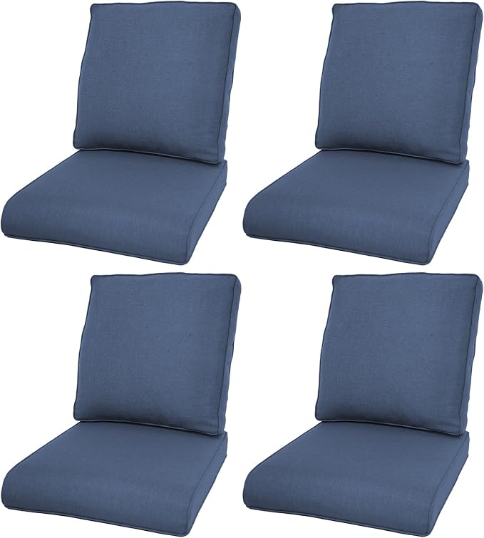Luxury 22*24*4in Outdoor Patio Cushions, 4 Pieces Navy Blue Outdoor Cushion | Water-Resistant, Reversible, Removable Cover, Stain-Resistant, for Patio Chairs Sofa Couch Loveseat