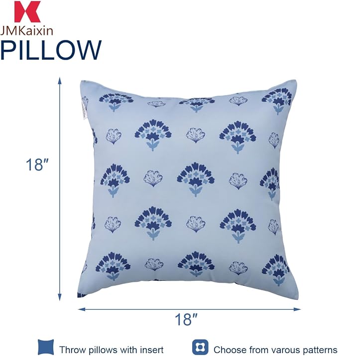 Outdoor Pillows Waterproof 18×18 Inch Decorative Throw Pillows with Inserts | Set of 2 Fade Resistant Patio Pillows for Porch Garden Couch and Patio Furniture
