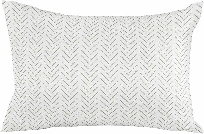 Sage Green Striped Outdoor Pillow Covers Waterproof,All Weather Cushion Case Set of 2 Lumbar Pillowcase for Sofa Couch Bed Decor Patio Furniture 20"x12" White Geometric Minimalist Boho Striped