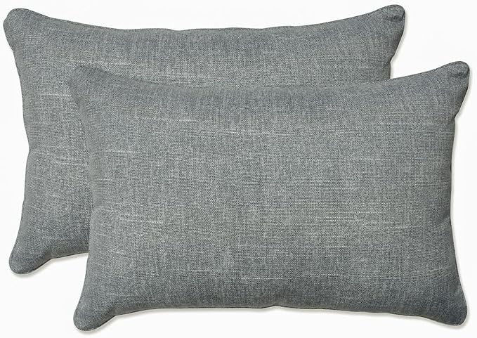 Pillow Perfect Tory Solid Indoor/Outdoor Large Lumbar Pillow Plush Fill, Weather and Fade Resistant, Large Lumbar - 16.5" x 24.5", Grey, 2 Count