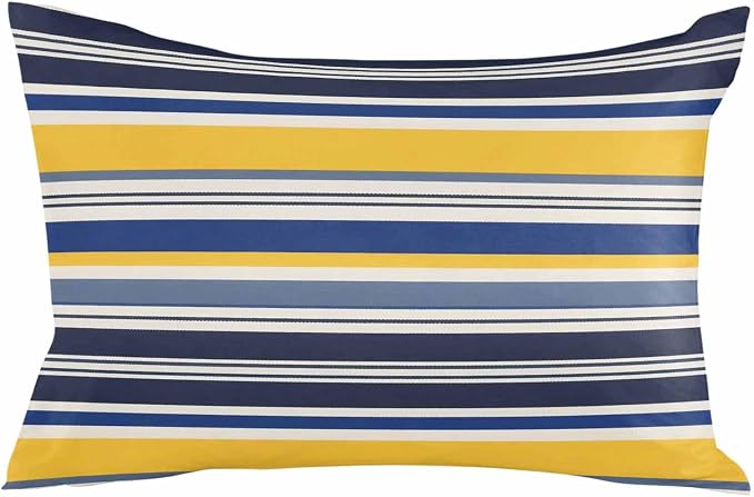 Outdoor Waterproof Throw Pillow Covers Set of 2 Yellow Stripes Lines Lumbar Pillowcases 20x12 Inches Navy Blue Classic Striped Decorative Pillows Cushion Case Patio Pillows for Couch Bed Chair Garden