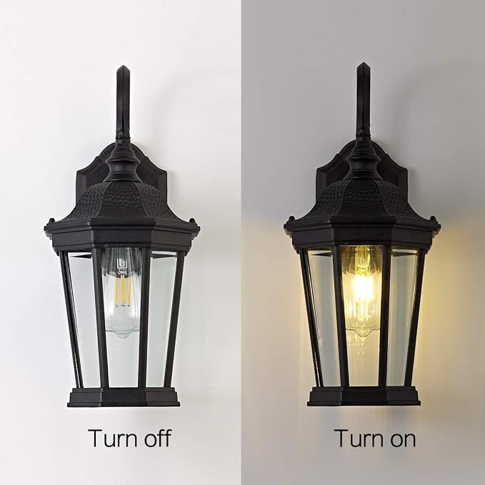 Outdoor Wall Lantern, 16'' Black Outdoor Wall Light Fixtures