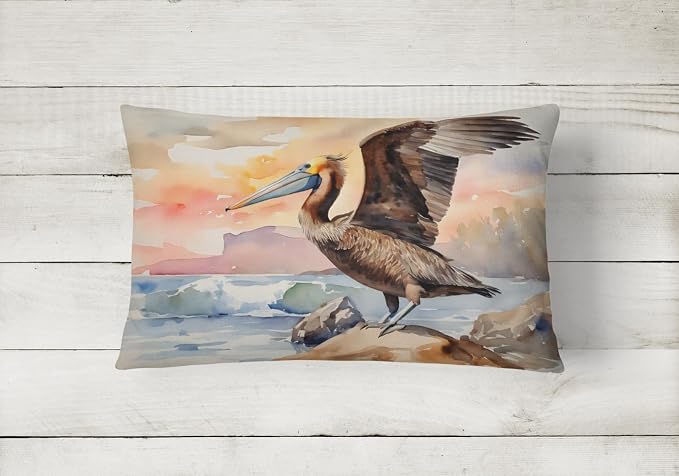Caroline's Treasures DAC2857PW1216 Pelican Throw Pillow Machine Washable, Indoor Outdoor Decorative Pillow for Couch, Bed or Patio, 12HX16W