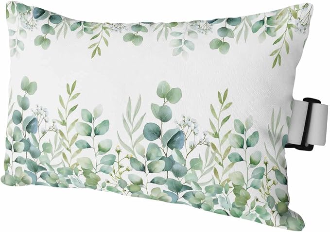 Green Eucalyptus Leaves Outdoor Pillows with Insert 12x20 Inch Watercolor Spring Botanical Waterproof Headrest Pillows with Adjustable Strap Lounger Chair Throw for Patio Furnitures, 1 Pack